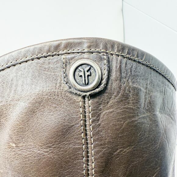 Frye Taupe Leather Melissa Button Riding Boots Size 7.5 Pull On Made in Mexico - Picture 8 of 10